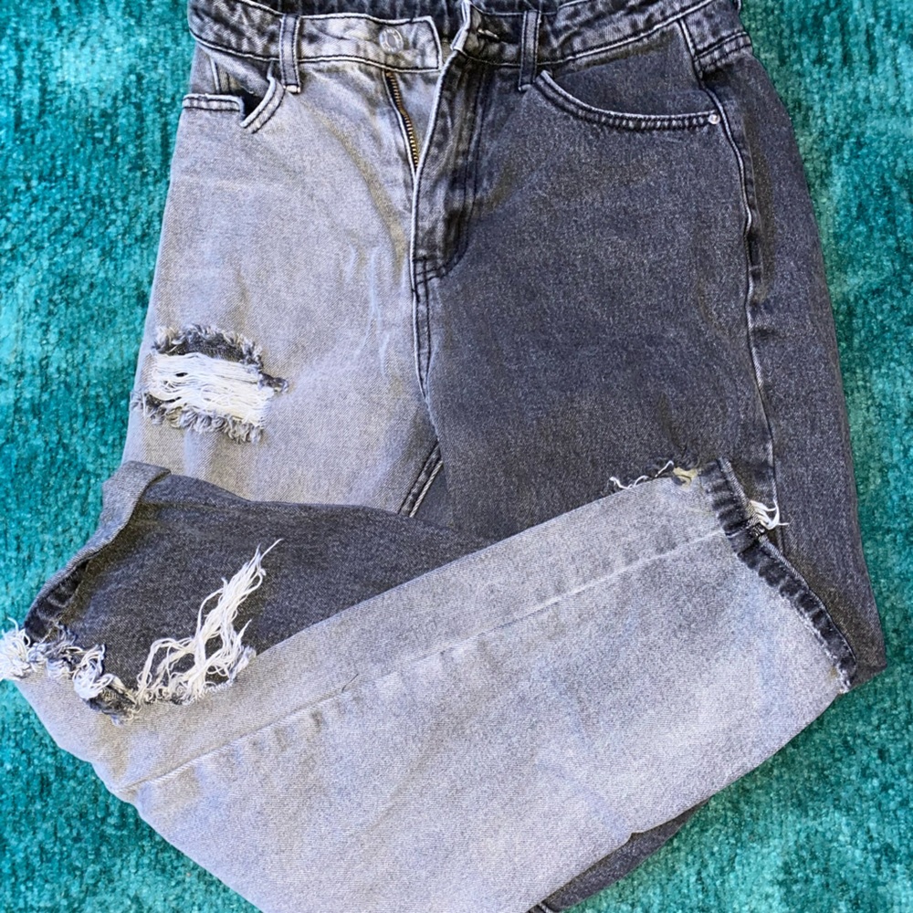 colorblock ripped jeans